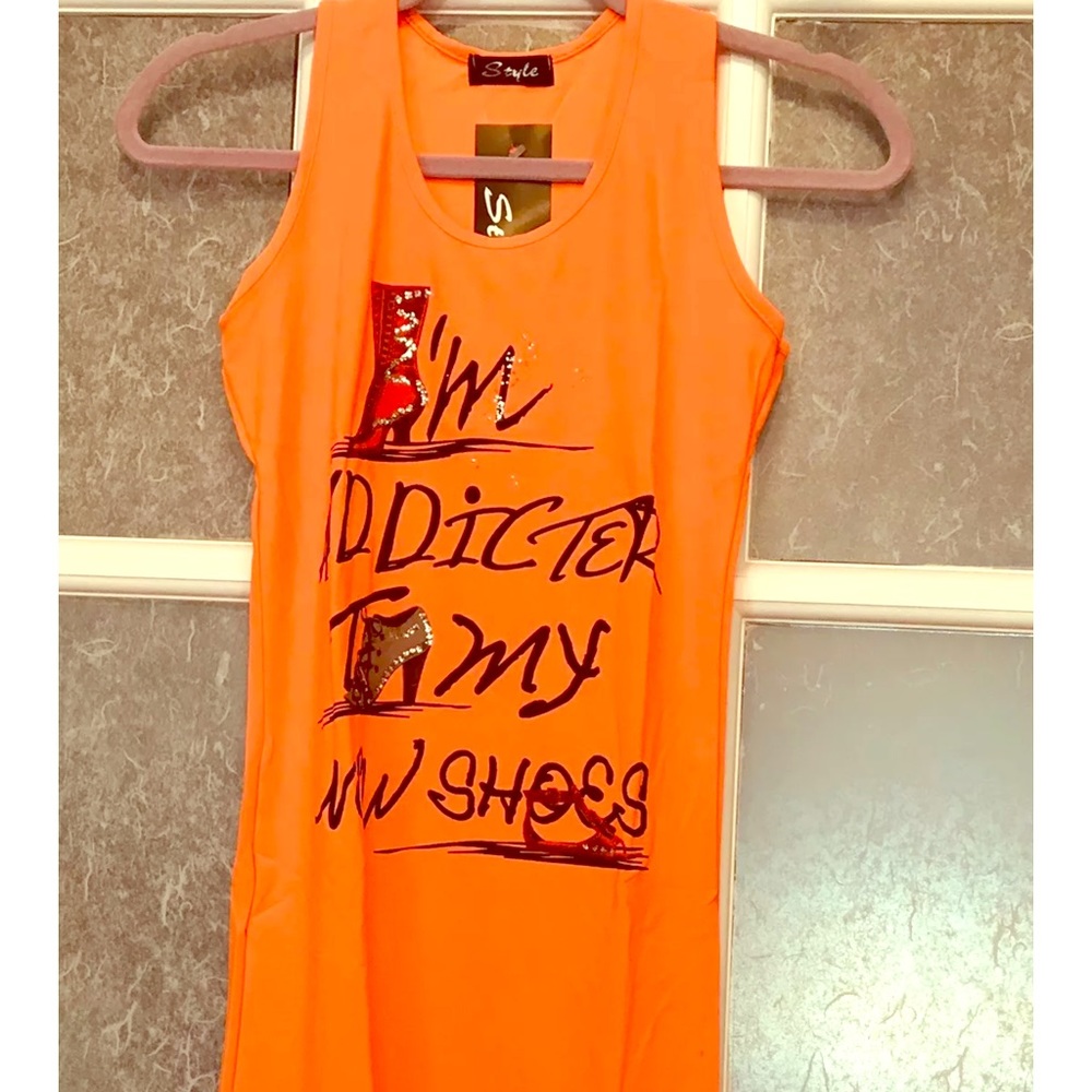 🛍SALE🛍Orange Tank I’m Addicted to my New Shoes